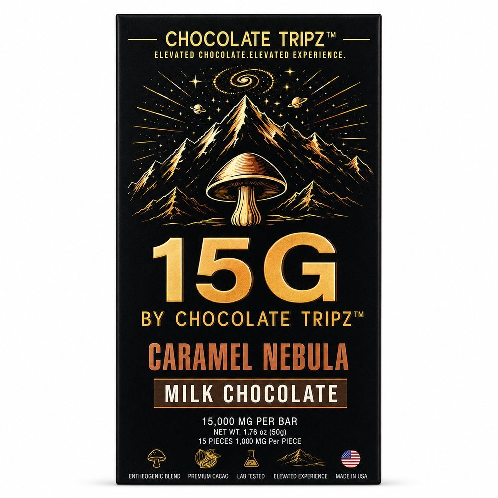 15G by Chocolate Tripz — Entheogenic Mushroom Chocolate Bar — 15,000 MG (15 Pieces × 1,000 MG) - FireBar Labs - Single Bar