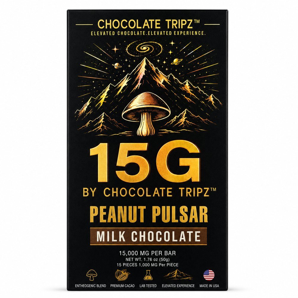 15G by Chocolate Tripz — Entheogenic Mushroom Chocolate Bar — 15,000 MG (15 Pieces × 1,000 MG) - FireBar Labs - Single Bar