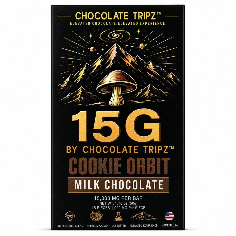 15G by Chocolate Tripz — Entheogenic Mushroom Chocolate Bar — 15,000 MG (15 Pieces × 1,000 MG) - FireBar Labs - Single Bar