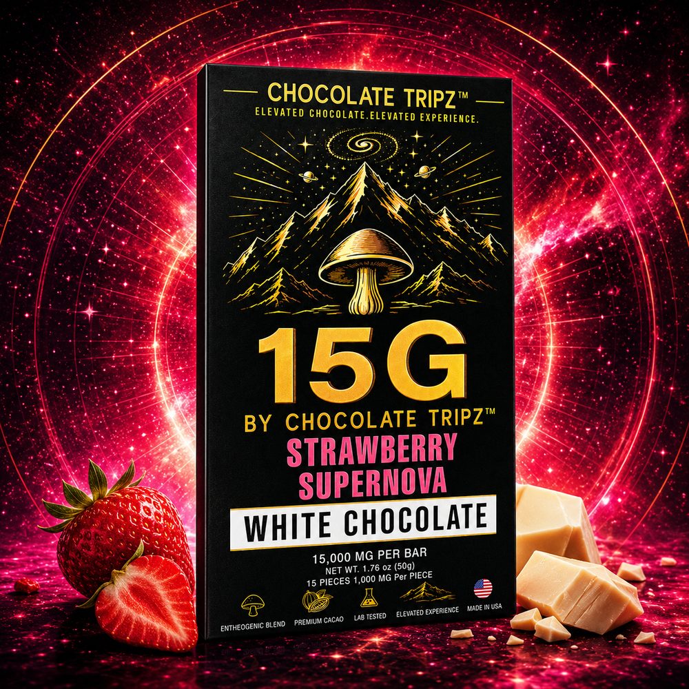 15G by Chocolate Tripz — Mushroom Chocolate Bar — 15,000 MG (15 Pieces × 1,000 MG) - FireBar Labs - Single Bar