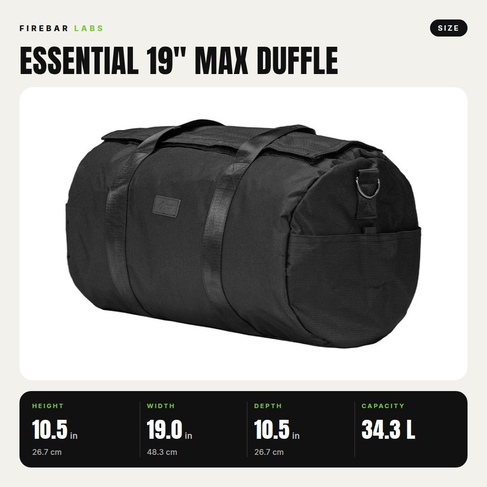 Essential 19" Max Duffle Bag — smell-proof with hidden combination lock, by FireBar Labs — front view