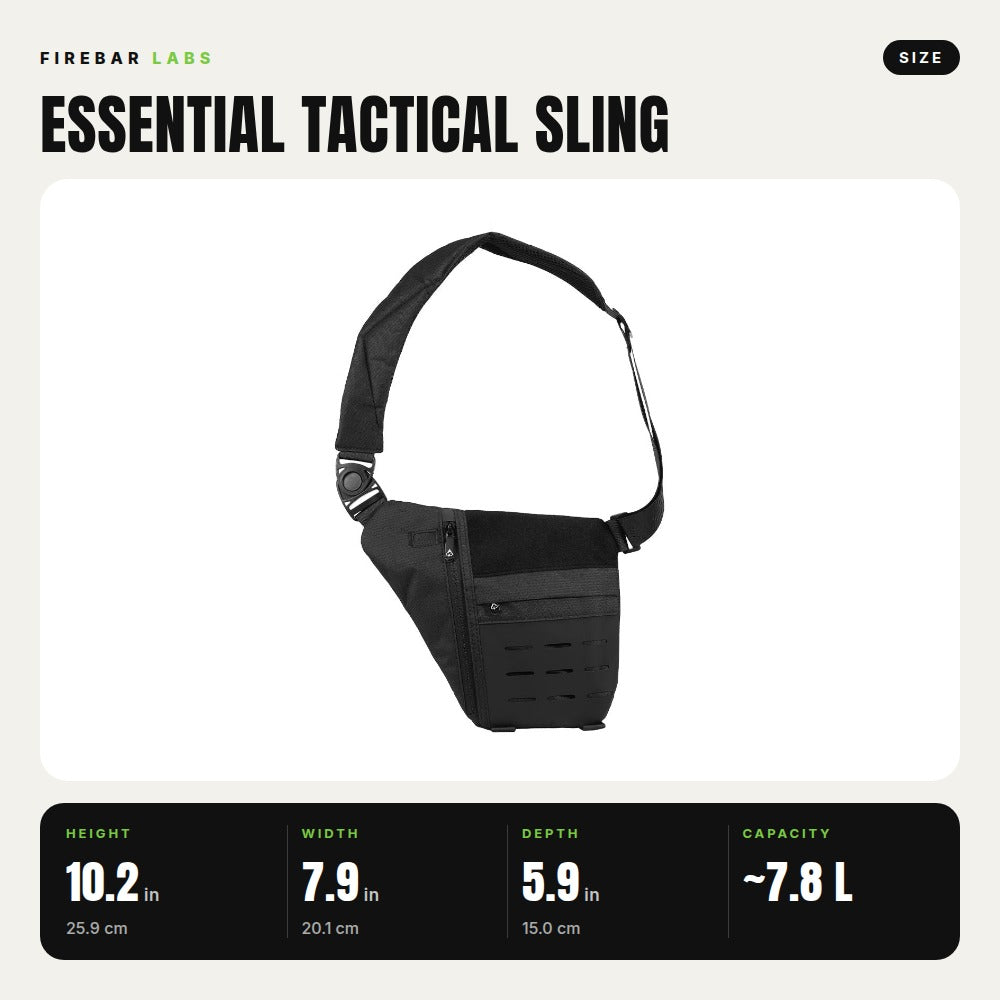 Essential Tactical Sling Bag - Smell Proof + Hidden Lock - FireBar Labs - Stealth Black