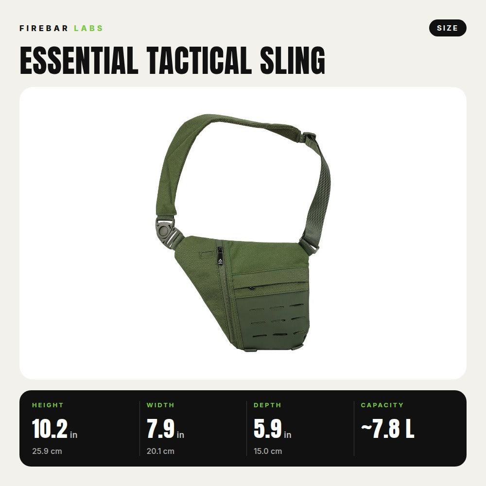 Essential Tactical Sling Bag - Smell Proof + Hidden Lock - FireBar Labs - Olive Green