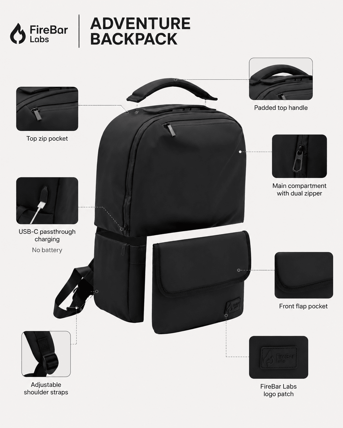 Executive Tech Adventure Backpack w/USB-C Fast Charge Port - Smell Proof + Hidden Lock (FireBar Labs × PBAL) - FireBar Labs - Olive Green