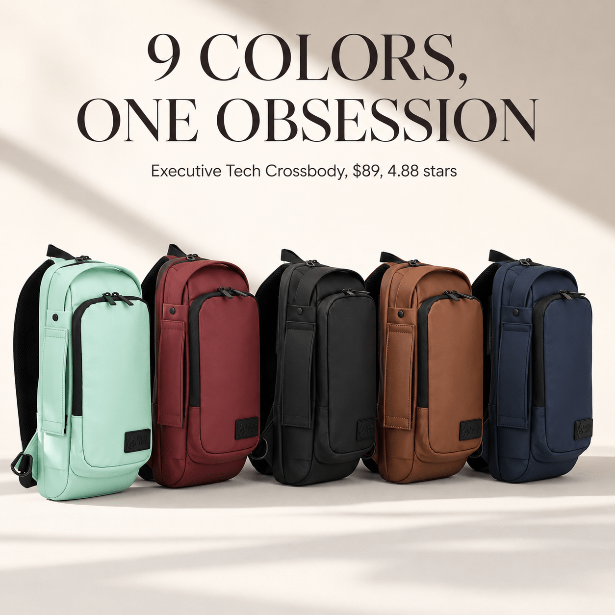 Executive Tech Crossbody w/USB-C Fast Charge Port - Smell Proof + Hidden Lock (FireBar Labs × PBAL) - FireBar Labs - Saddle Brown