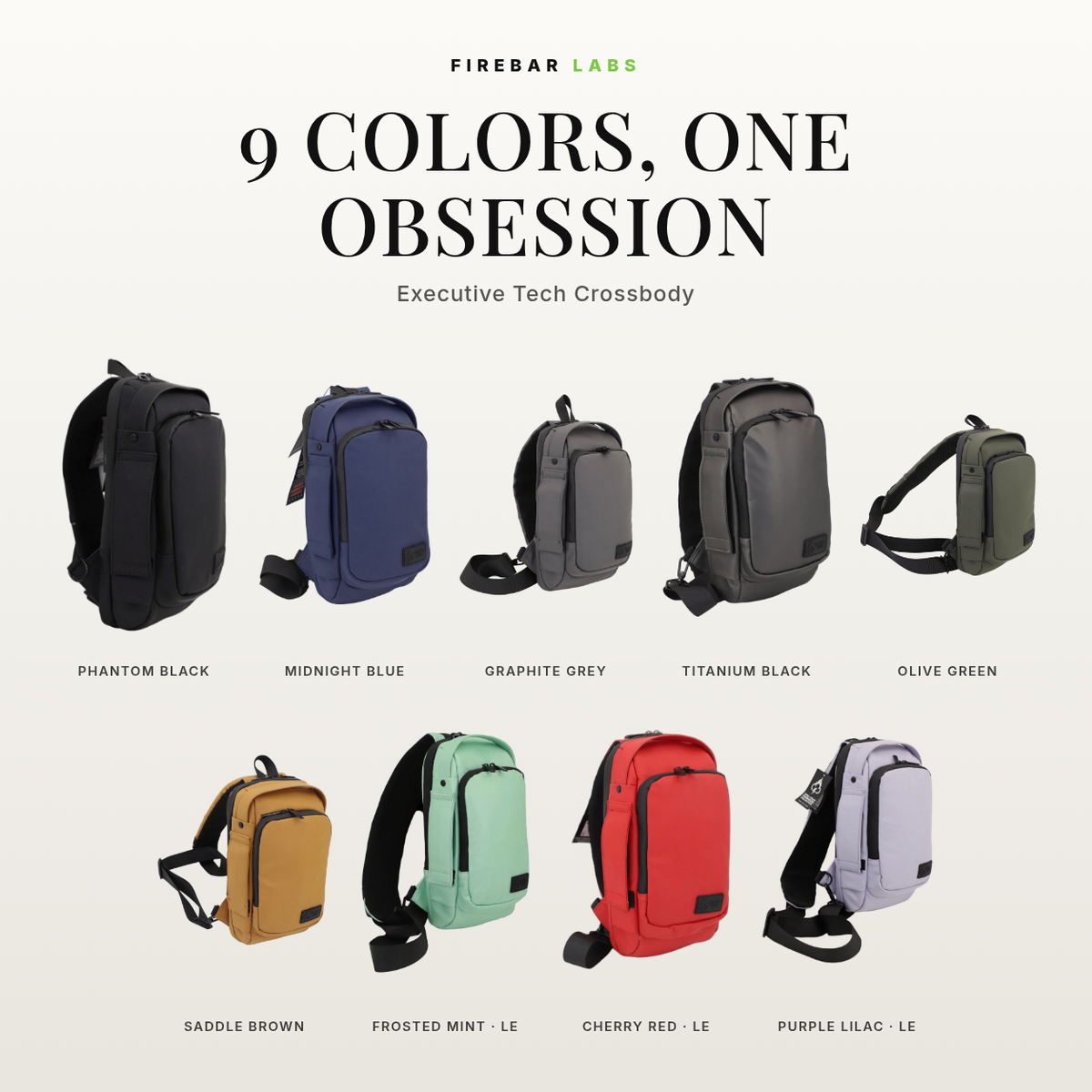 Executive Tech Crossbody w/USB-C Fast Charge Port - Smell Proof + Hidden Lock - FireBar Labs