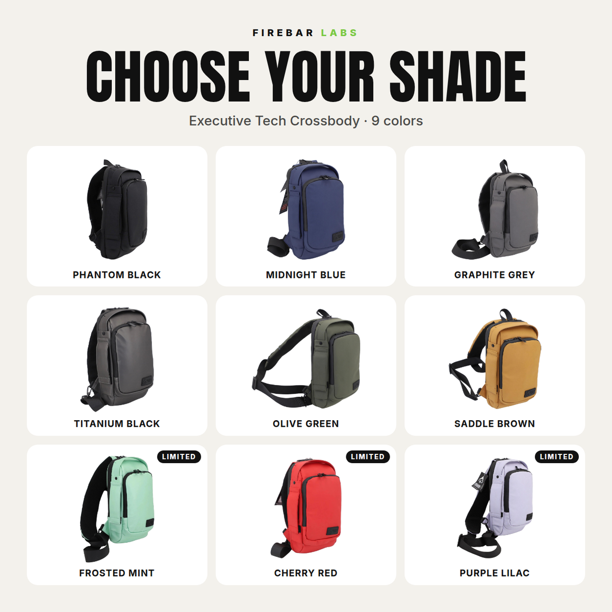 Executive Tech Crossbody w/USB-C Fast Charge Port - Smell Proof + Hidden Lock - FireBar Labs