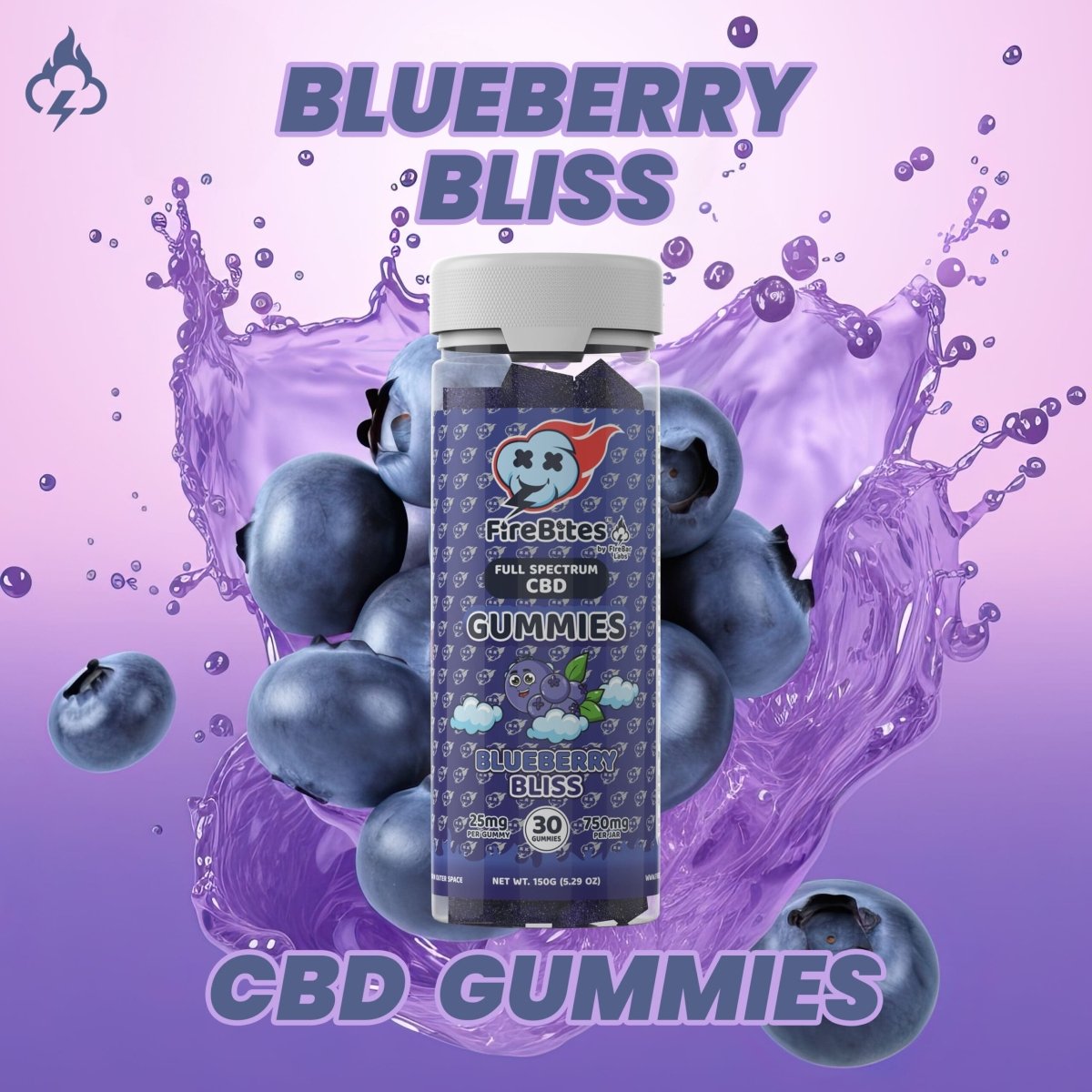 FireBalance 25mg Full Spectrum CBD Gummies - Blueberry Bliss - 750mg - FireBar Labs -