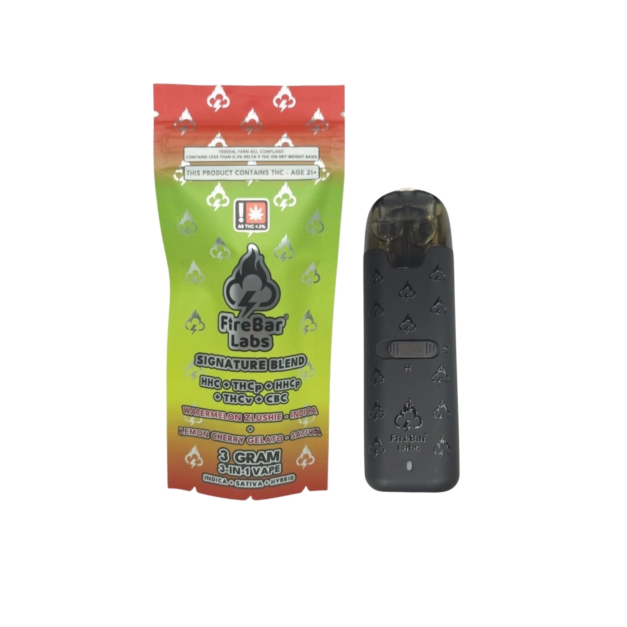 π FireBar DUO 3 - in - 1 Indica + Sativa + Hybrid 3 Gram Signature Blend Vape (100% off) - FireBar Labs - Watermelon Zlushie (Indica) Γ Lemon Cherry Gelato (Sativa)