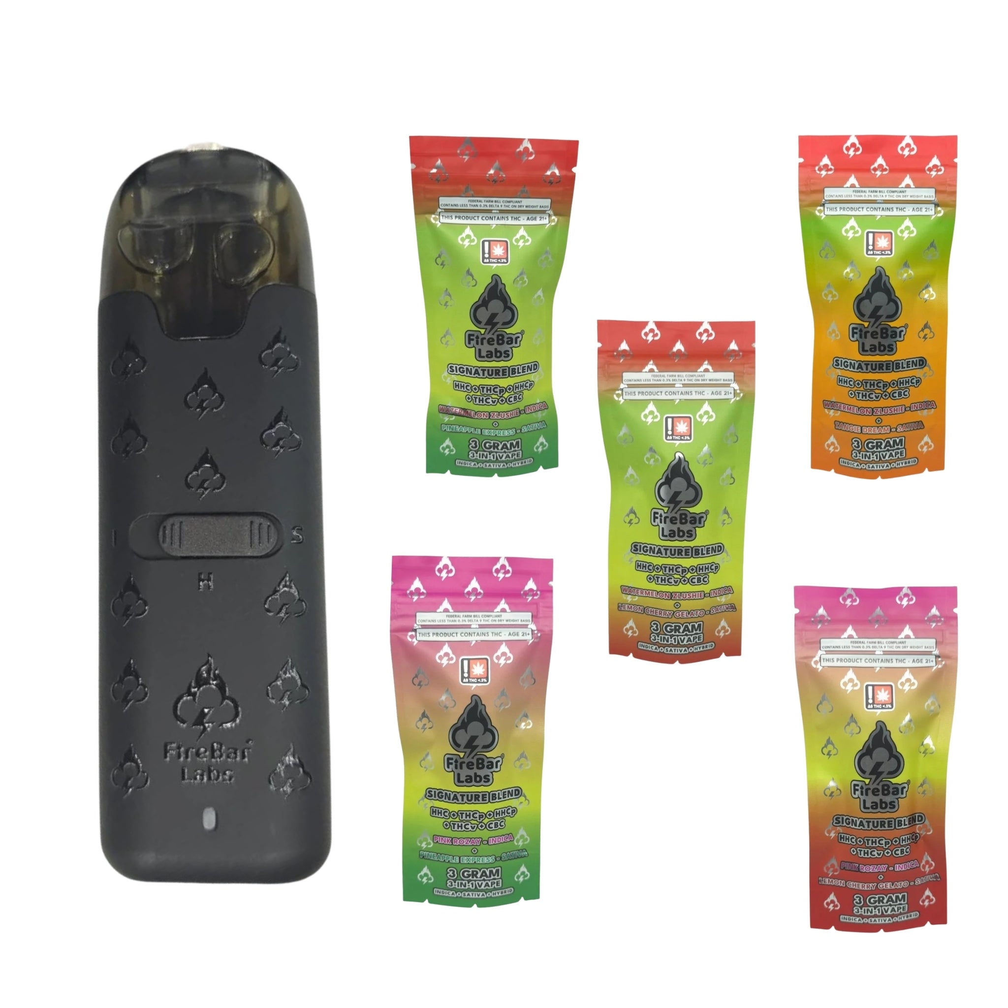 FireBar DUO 3 - in - 1 Indica + Sativa + Hybrid 3 Gram Signature Blend Vape - Watermelon Zlushie (Indica) × Pineapple Express (Sativa)
