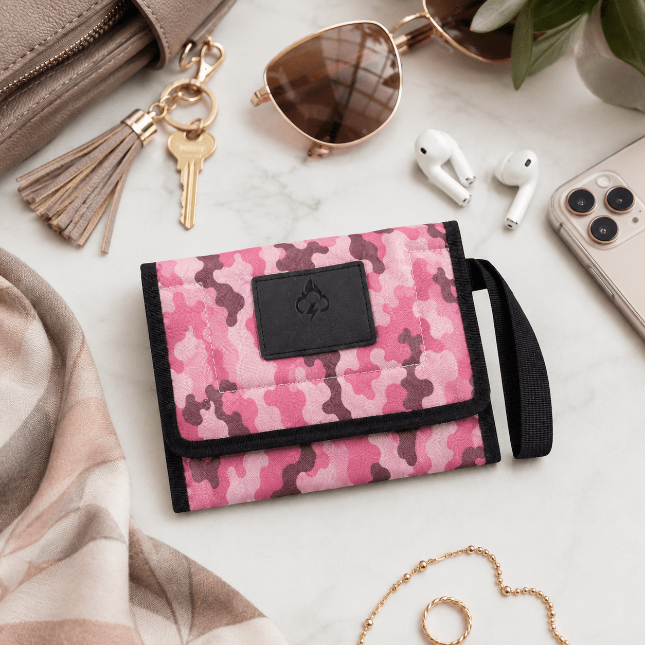 FireBar Labs Essential Travel Wallet - Smell Proof + Hidden Lock (× PBAL) - FireBar Labs - Pink Camo