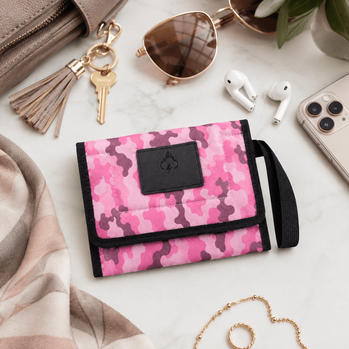 FireBar Labs Essential Travel Wallet - Smell Proof + Hidden Lock - FireBar Labs - Pink Camo