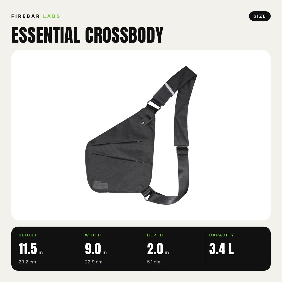 FireBar Labs Smell Proof Cross Body Bag - Lockable - Smell Proof Fashion - FireBar Labs - Stealth Black