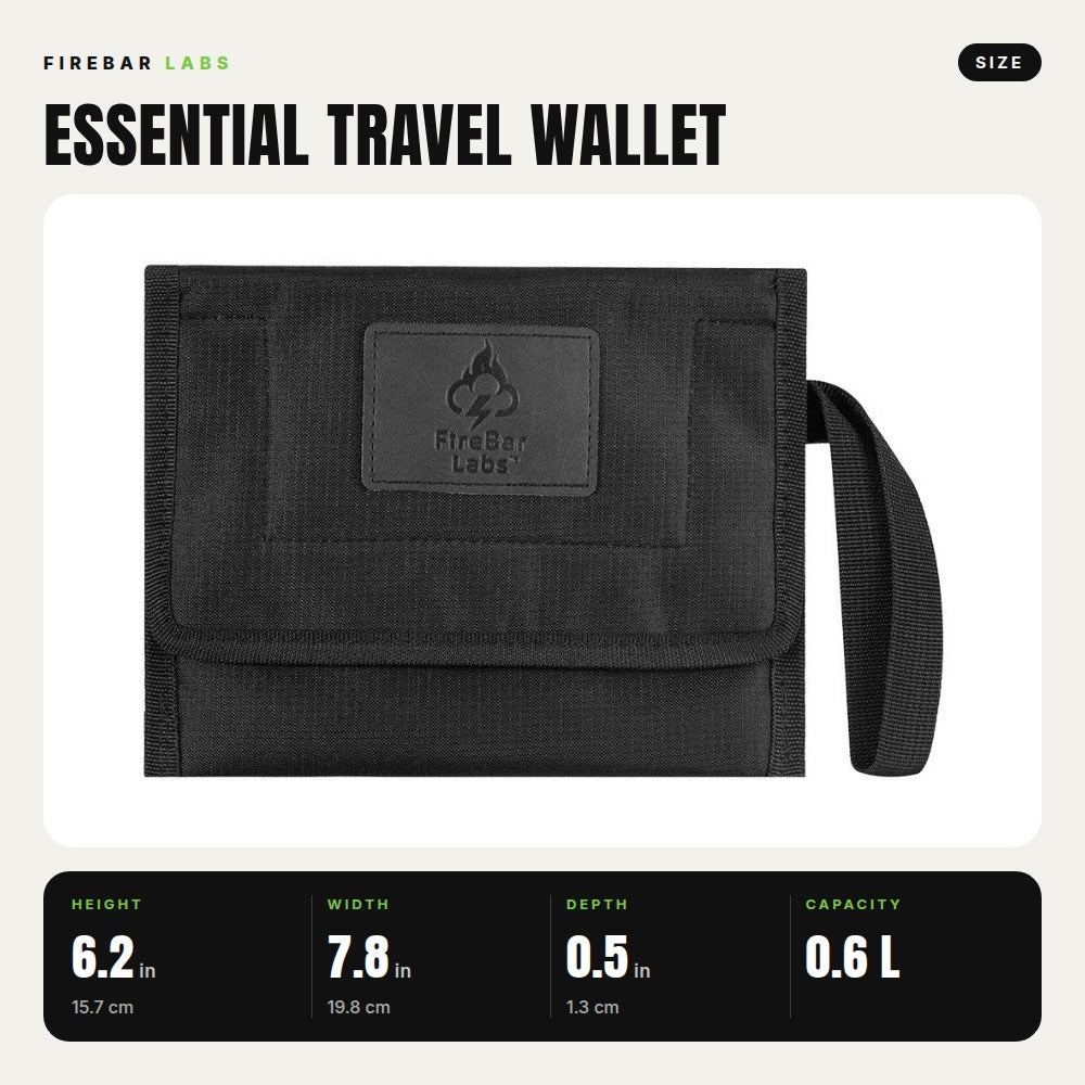 FireBar Labs Smell Proof Travel Wallet - Stealth Black