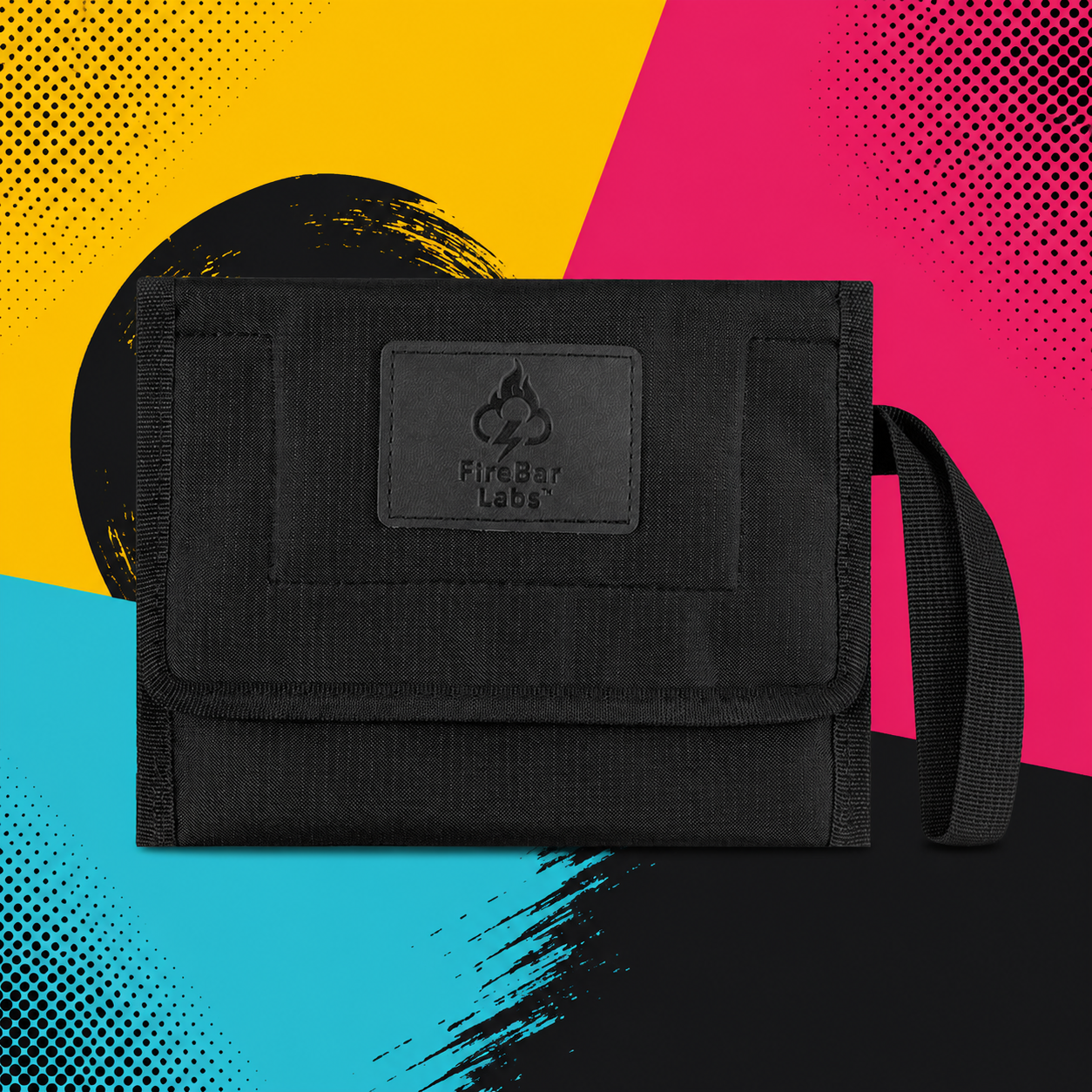 FireBar Labs Travel Wallet — Bold pouch in pop-art setting