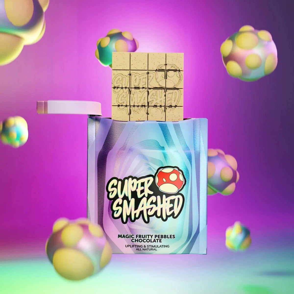 Super Smashed Mushroom Chocolate Bar — 16 Servings (0.25 g per serving, 4 g total) - FireBar Labs - Fruity Cereal White Chocolate