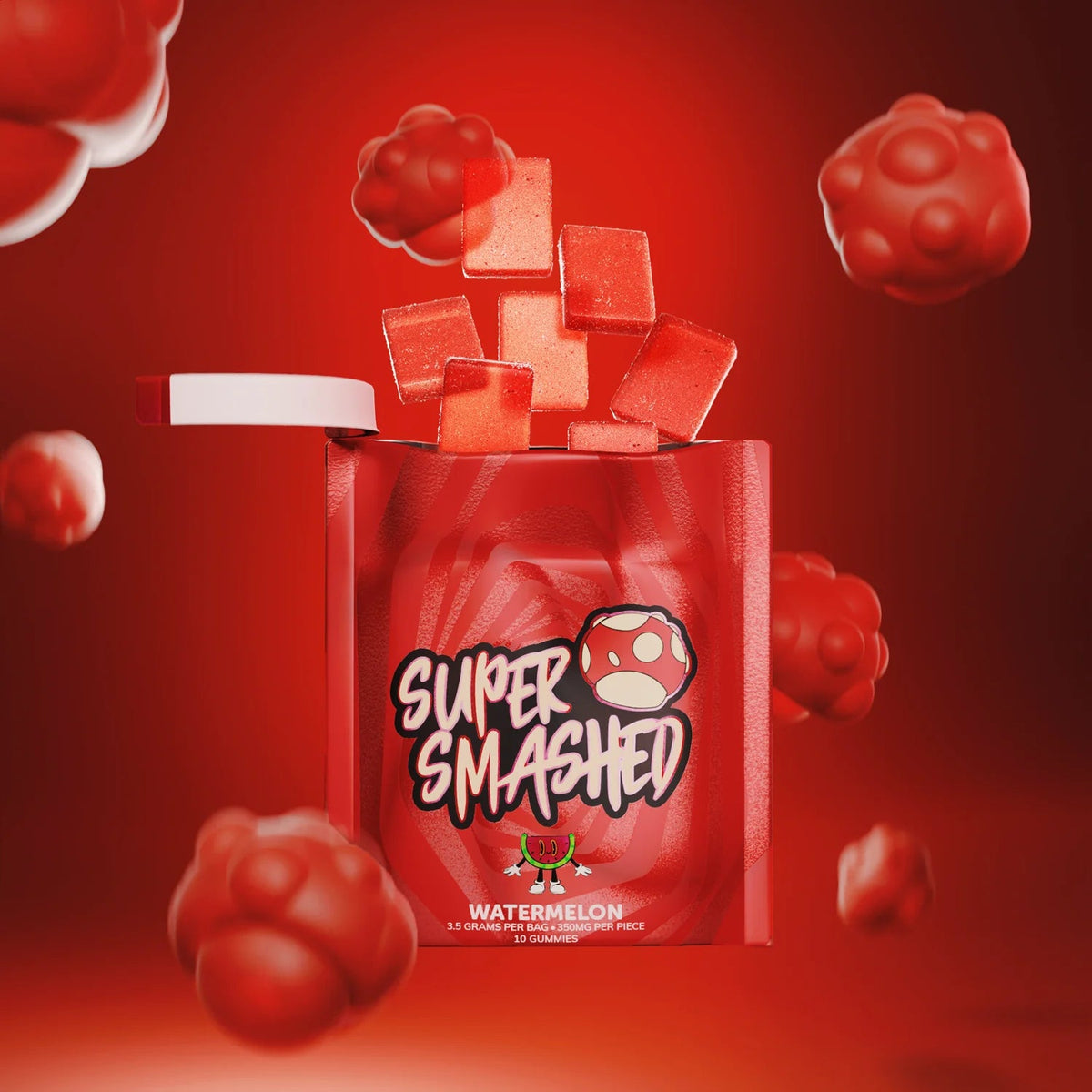 Super Smashed Gummies — 10 Servings (3.75g total - .375g per serving) - FireBar Labs - Watermelon