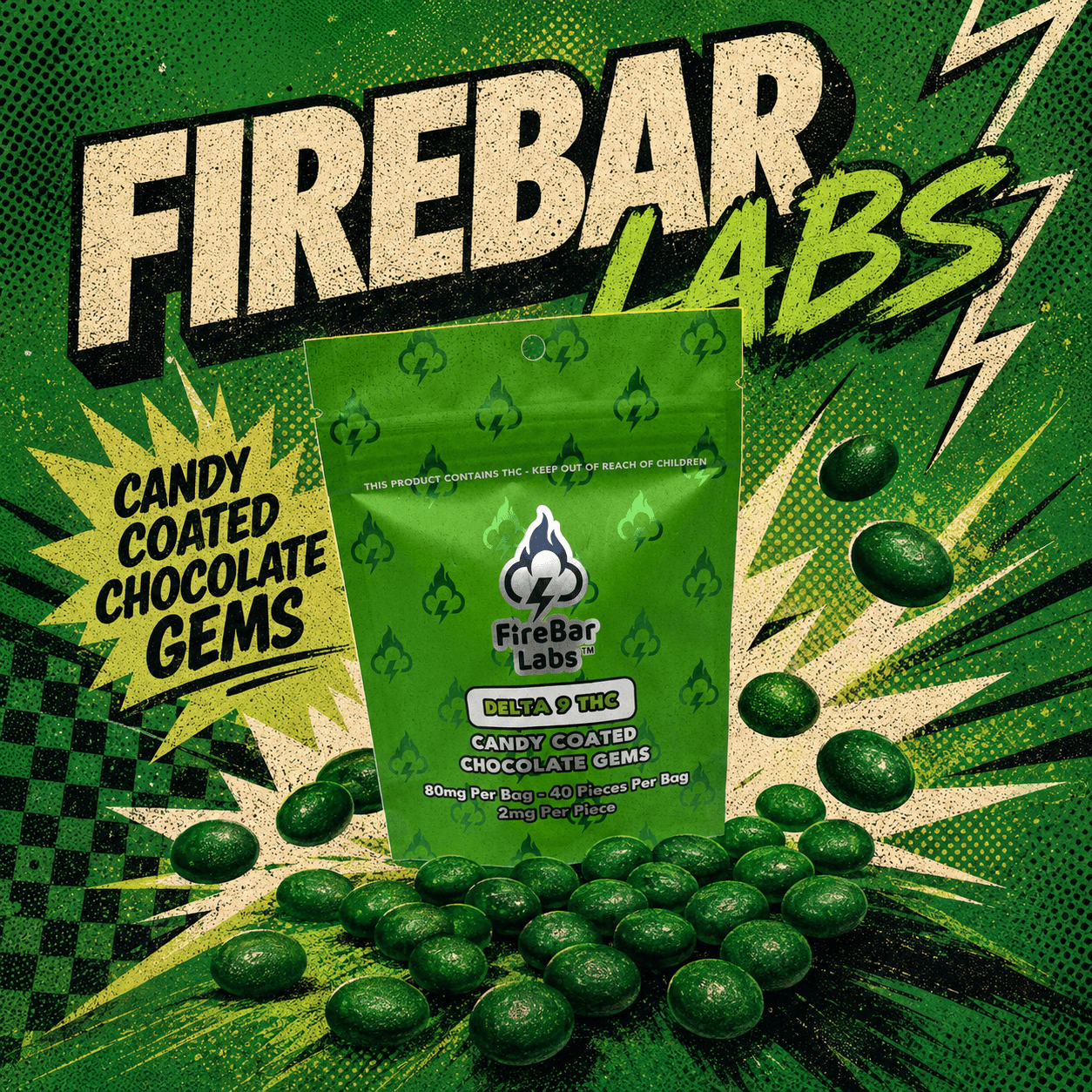 THC Infused Candy-Coated Chocolate Diamonds - FireBar Labs -