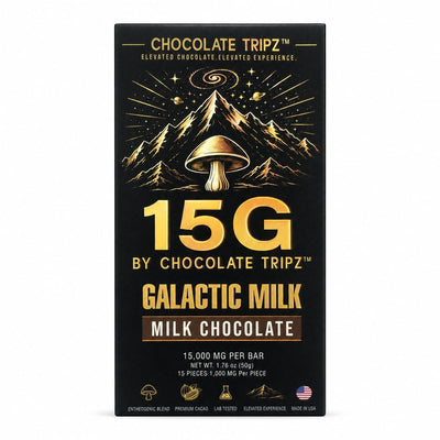 15G by Chocolate Tripz — Entheogenic Mushroom Chocolate Bar — 15,000 MG (15 Pieces × 1,000 MG) - FireBar Labs - Single Bar