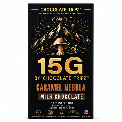 15G by Chocolate Tripz — Entheogenic Mushroom Chocolate Bar — 15,000 MG (15 Pieces × 1,000 MG) - FireBar Labs - Single Bar