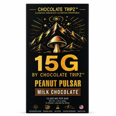 15G by Chocolate Tripz — Entheogenic Mushroom Chocolate Bar — 15,000 MG (15 Pieces × 1,000 MG) - FireBar Labs - Single Bar