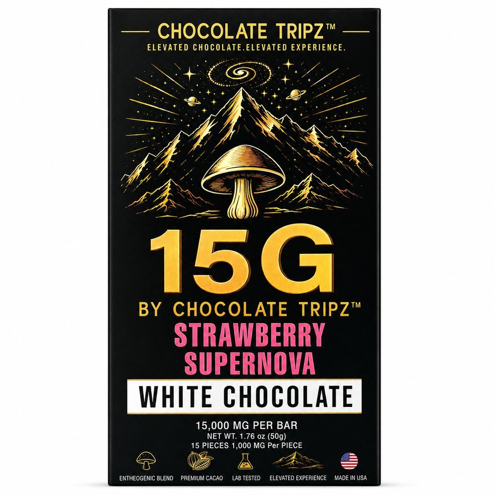 15G by Chocolate Tripz — Entheogenic Mushroom Chocolate Bar — 15,000 MG (15 Pieces × 1,000 MG) - FireBar Labs - Single Bar