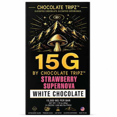 15G by Chocolate Tripz — Entheogenic Mushroom Chocolate Bar — 15,000 MG (15 Pieces × 1,000 MG) - FireBar Labs - Single Bar
