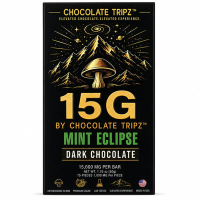 15G by Chocolate Tripz — Entheogenic Mushroom Chocolate Bar — 15,000 MG (15 Pieces × 1,000 MG) - FireBar Labs - Single Bar