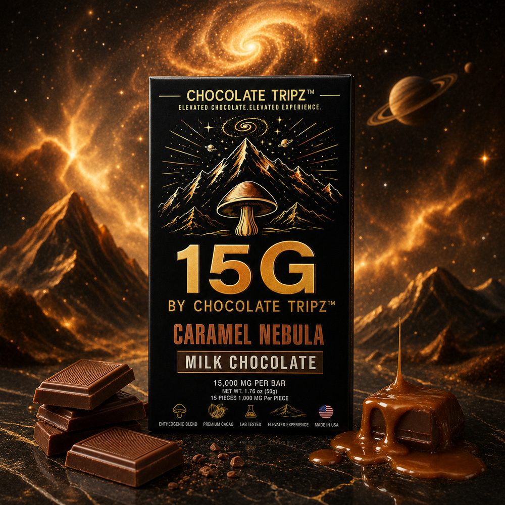 15G by Chocolate Tripz — Mushroom Chocolate Bar — 15,000 MG (15 Pieces × 1,000 MG) - FireBar Labs - Single Bar