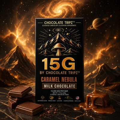 15G by Chocolate Tripz — Mushroom Chocolate Bar — 15,000 MG (15 Pieces × 1,000 MG) - FireBar Labs - Single Bar