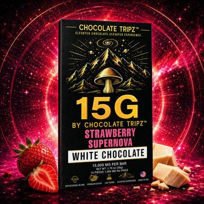 15G by Chocolate Tripz — Mushroom Chocolate Bar — 15,000 MG (15 Pieces × 1,000 MG) - FireBar Labs - Single Bar