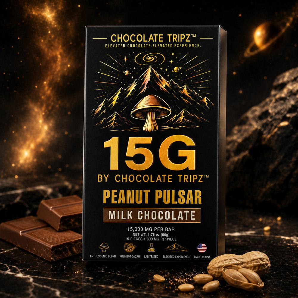 15G by Chocolate Tripz — Mushroom Chocolate Bar — 15,000 MG (15 Pieces × 1,000 MG) - FireBar Labs - Single Bar