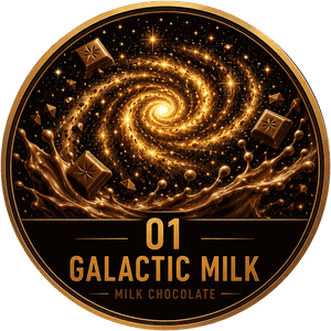 15G by Chocolate Tripz Galactic Milk bar, smooth milk chocolate squares arranged on dark stone