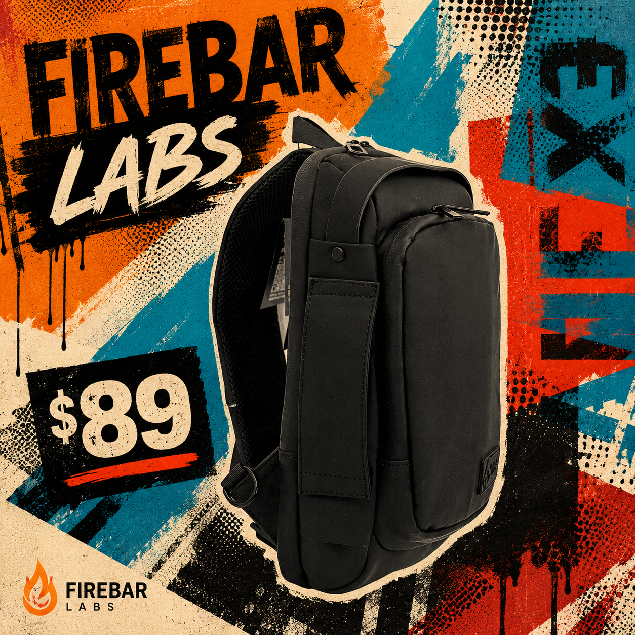 FireBar Labs Executive Tech Crossbody — Bold street-style sling bag poster