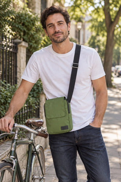 FireBar Labs Essential Messenger Bag - Smell Proof + Hidden Lock - FireBar Labs - Olive Green