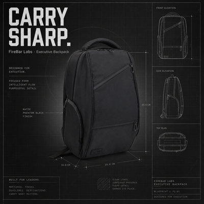 FireBar Labs Executive Backpack — Carry sharp: FireBar Labs blueprint design