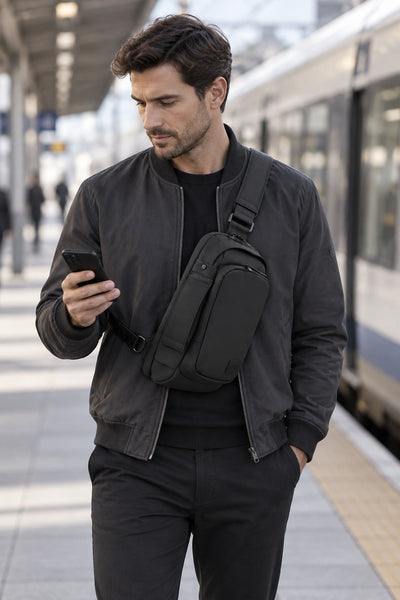 FireBar Labs Executive Tech Crossbody w/USB-C Fast Charge Port - Smell Proof + Hidden Lock - FireBar Labs - Purple Lilac *Limited Edition*