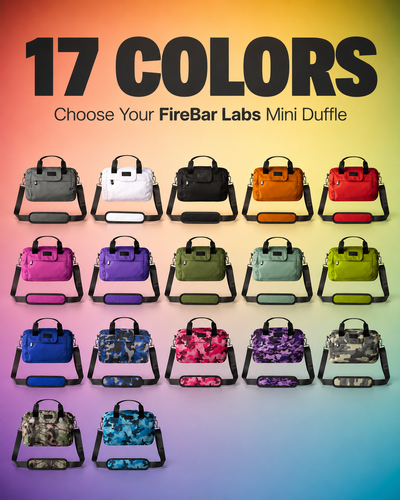 FireBar Labs Mini Duffle Color Lineup — 17 colorful mini duffle bags
