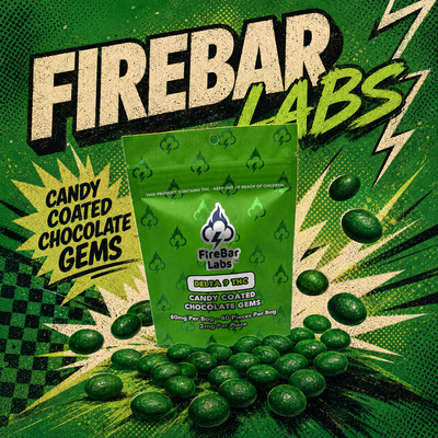 FireBar Labs THC Chocolate Diamonds — Candy-coated chocolate gems explosion