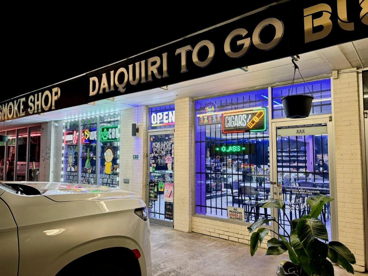 Mom & Pop Smoke Shop storefront in Houston, TX