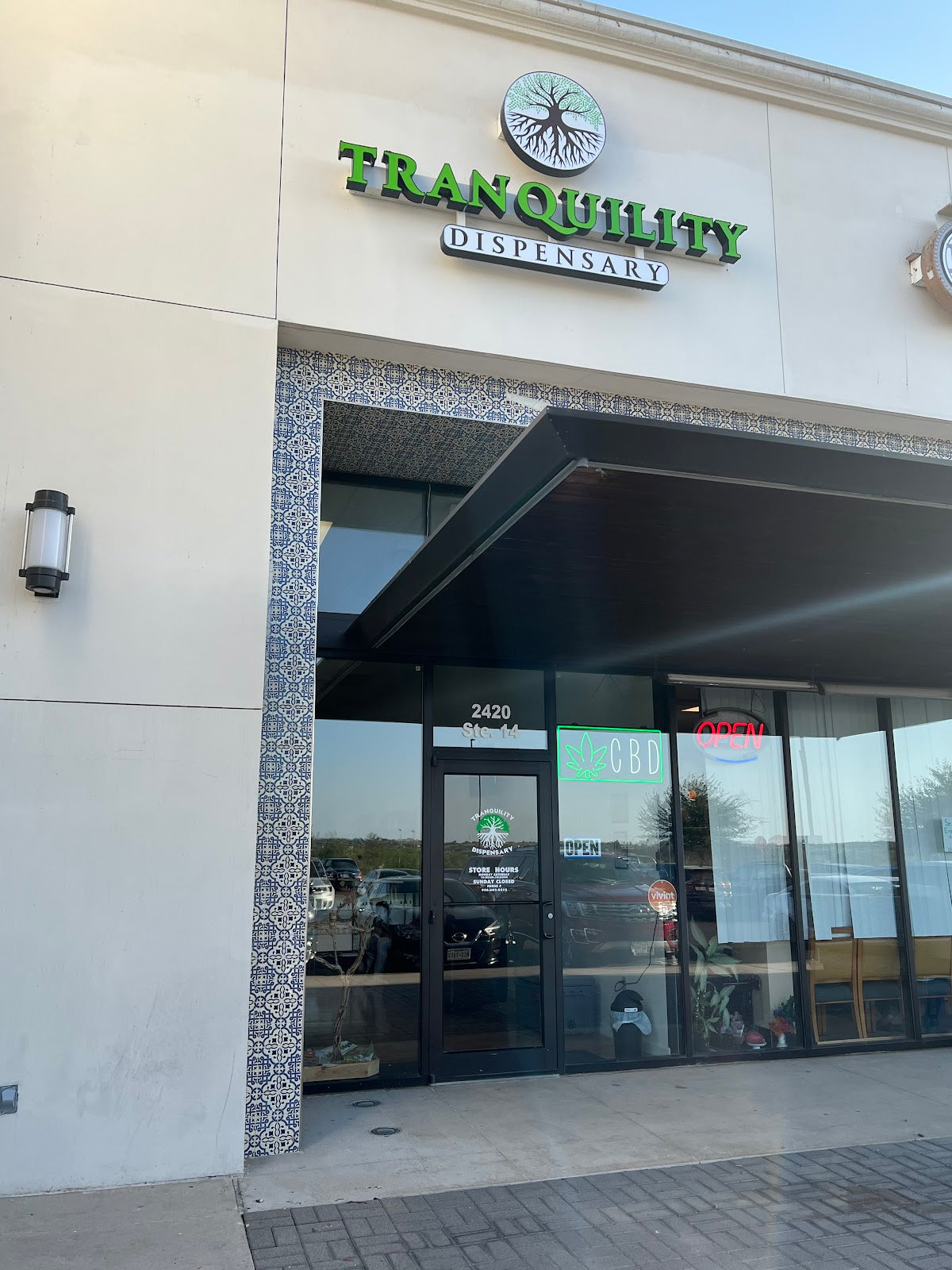 Tranquility Dispensary storefront in Laredo, TX