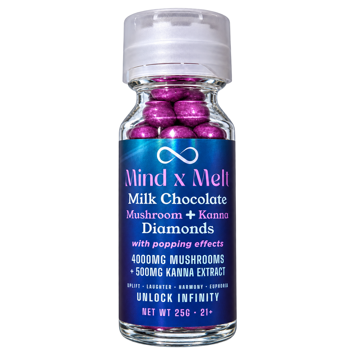 Mind x Melt Milk Chocolate Popping Diamonds — Mushroom + Kanna - FireBar Labs - 25