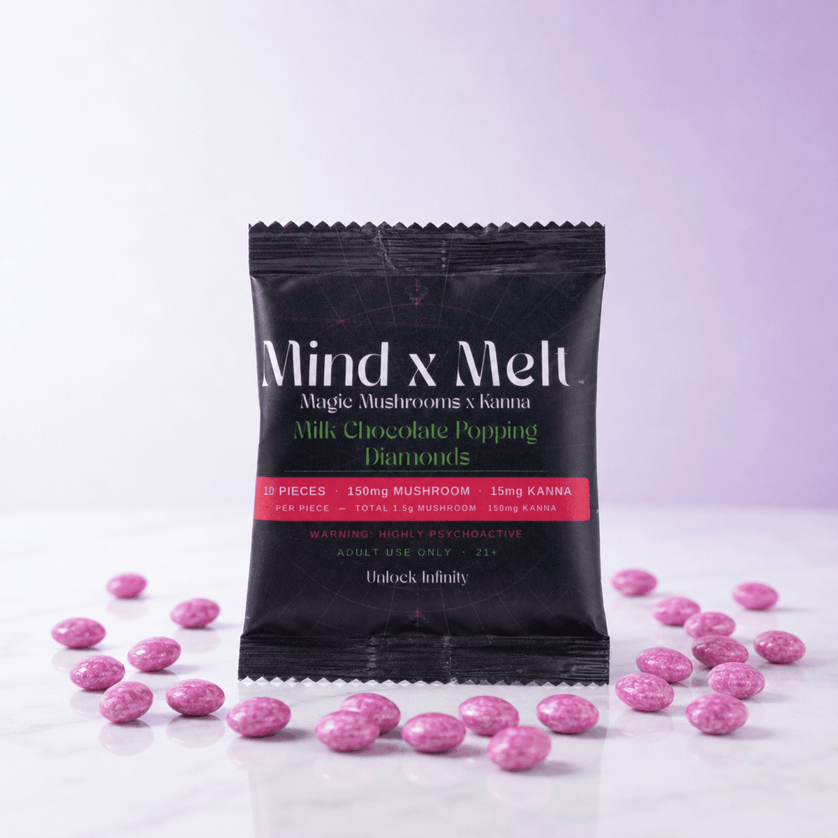 Mind x Melt Milk Chocolate Popping Diamonds — Mushroom + Kanna - FireBar Labs - 10