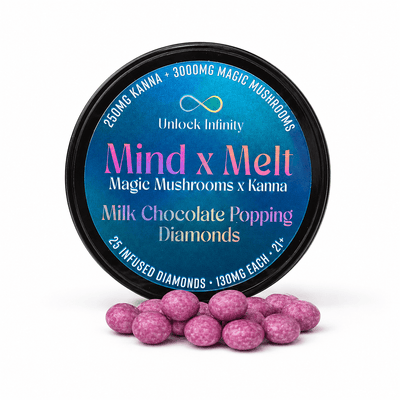 Mind x Melt Milk Chocolate "Popping" Diamonds with 3G Mushroom + 250mg Kanna - FireBar Labs - 25