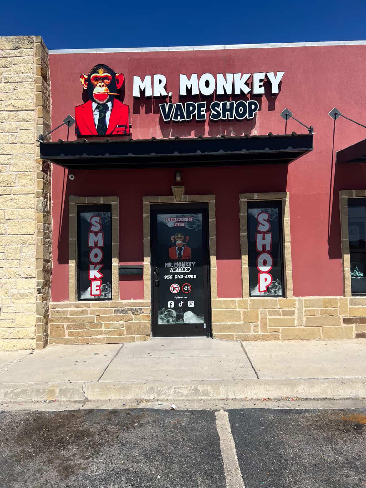 Mr Monkey Vape Shop storefront in Pharr, TX