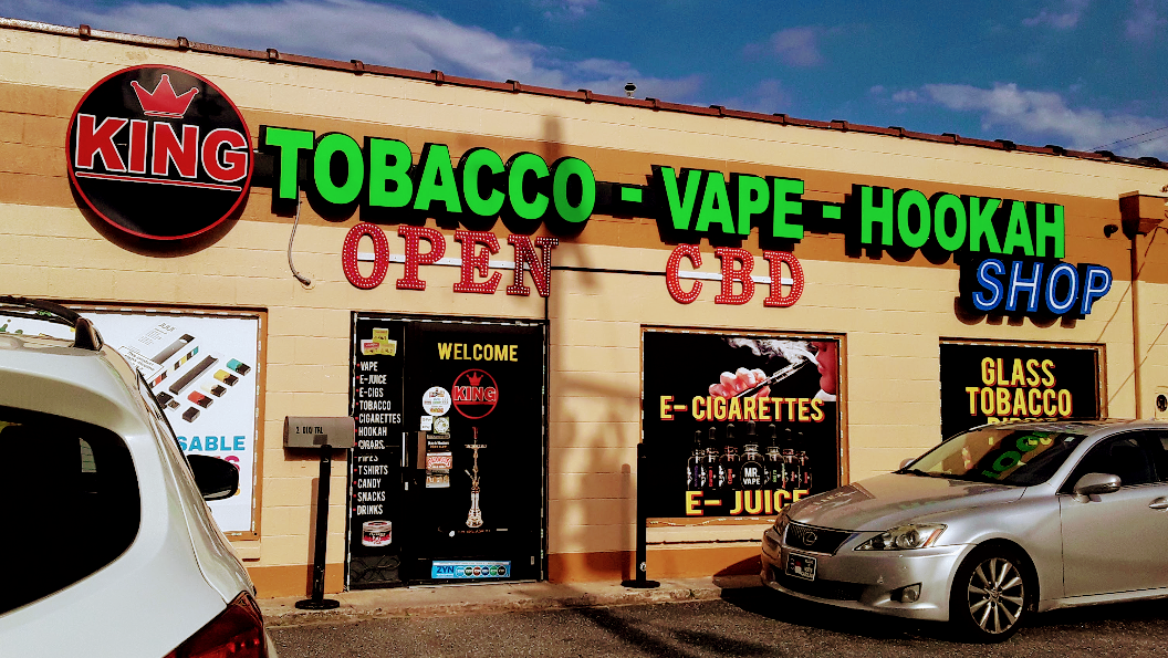 King tobacco Vape and hookah storefront in Raleigh, NC