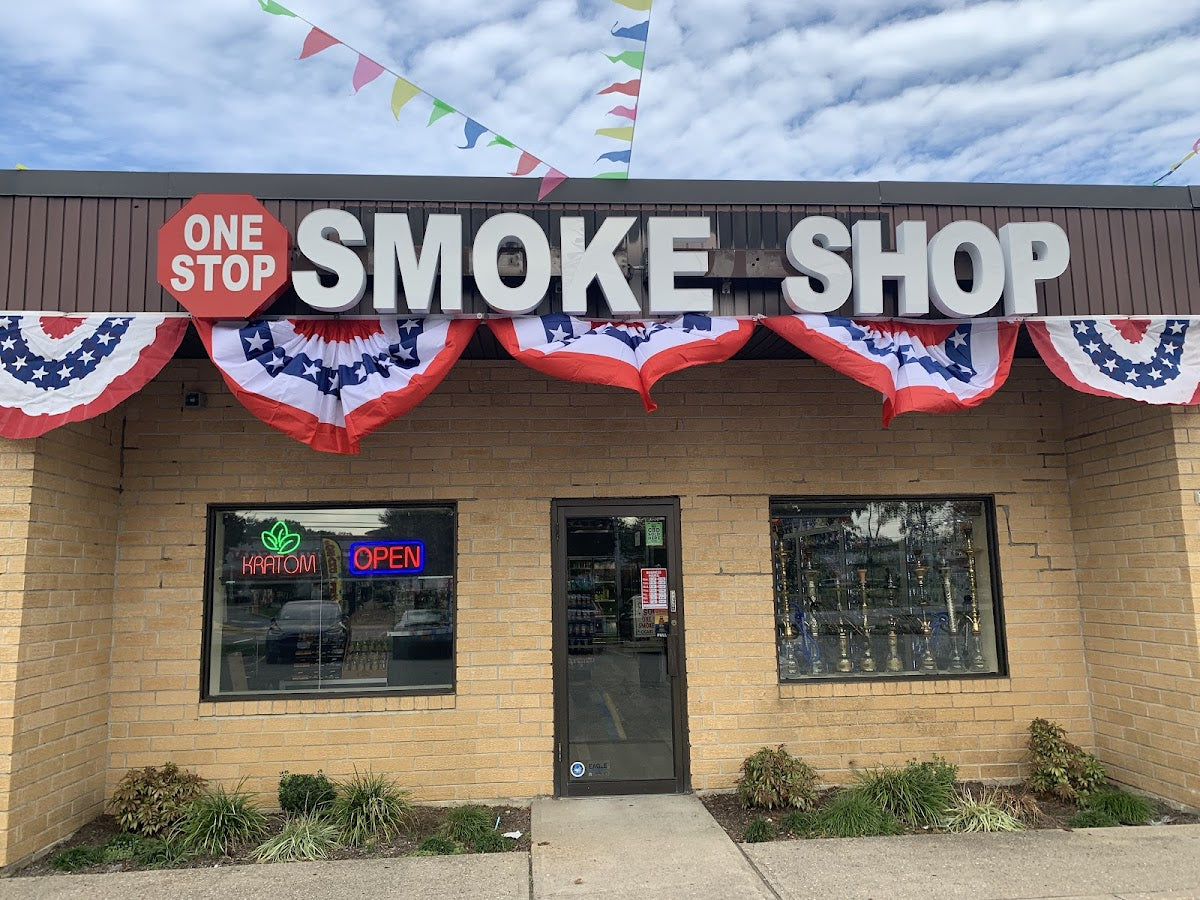 One Stop Smoke Shop storefront in Riverhead, NY