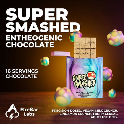 Super Smashed Entheogenic Chocolate Bar — 16 Servings (4g total - 0.25g Each Serving) - FireBar Labs - Fruity Cereal White Chocolate