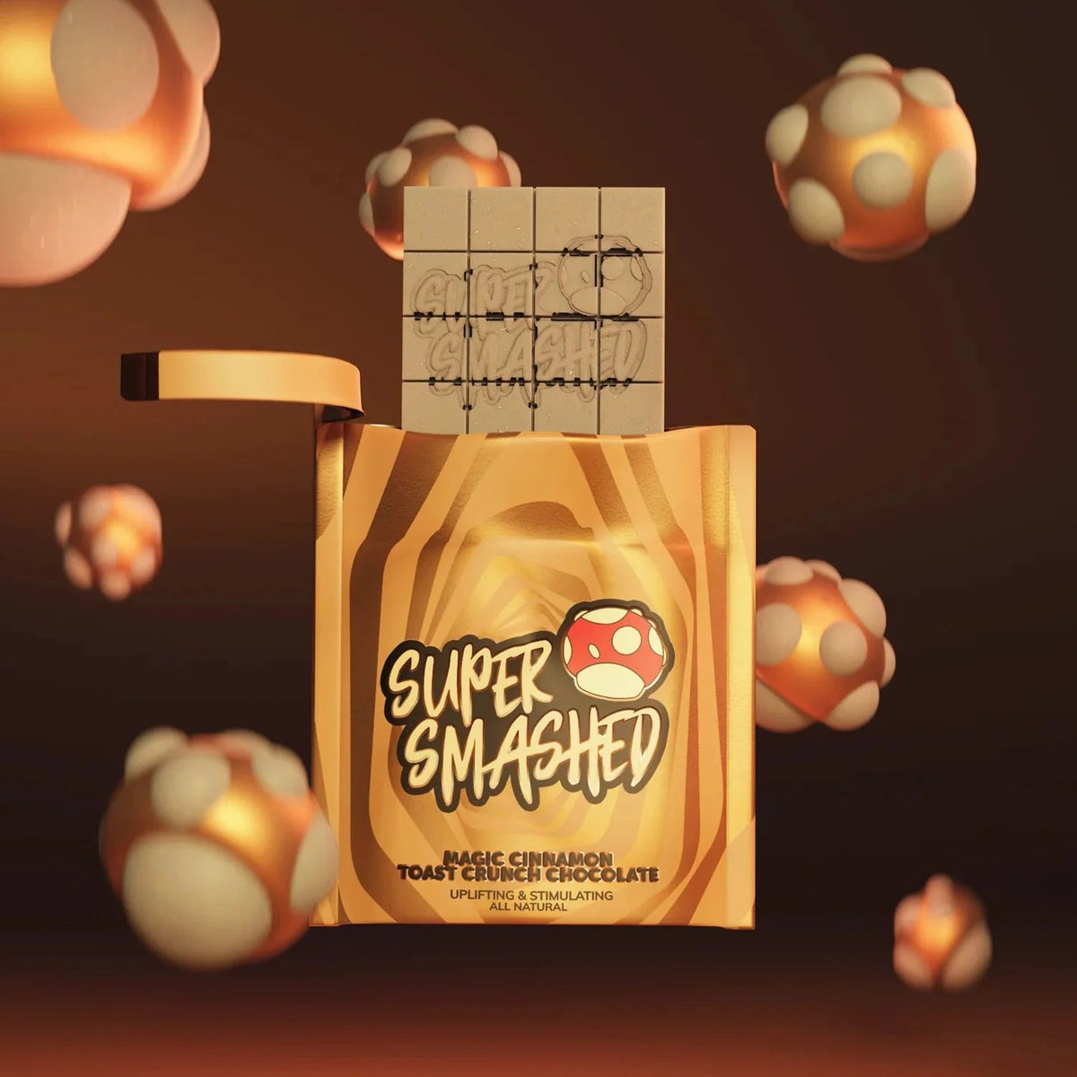 Super Smashed Mushroom Chocolate Bar — 16 Servings (0.25 g per serving, 4 g total) - FireBar Labs - Cinnamon Crunch (White Chocolate)