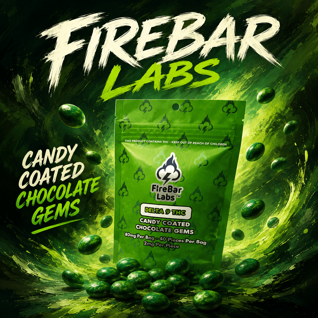 THC Infused Candy-Coated Chocolate Diamonds - FireBar Labs -